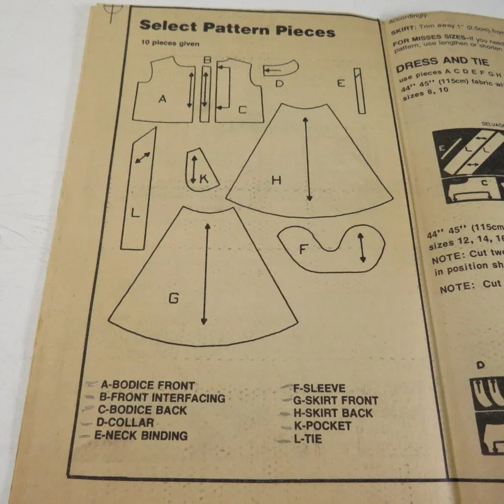 Simplicity 5566 clothing pattern Dress Bow Blouse Hand Tie size 8-10